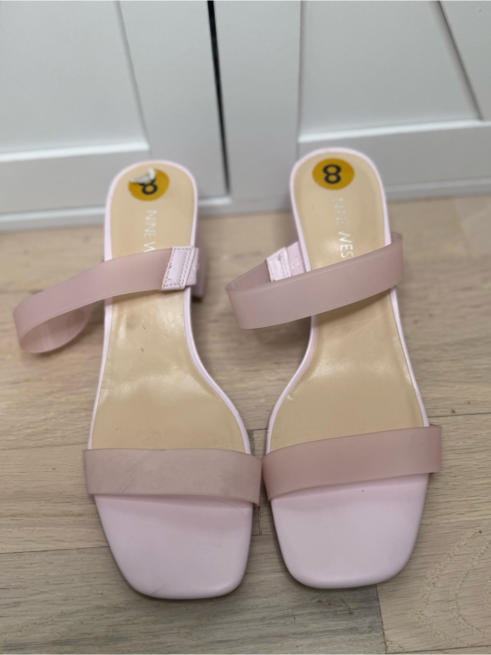 Nine West Pale Pink Double-Strap Slide Sandals